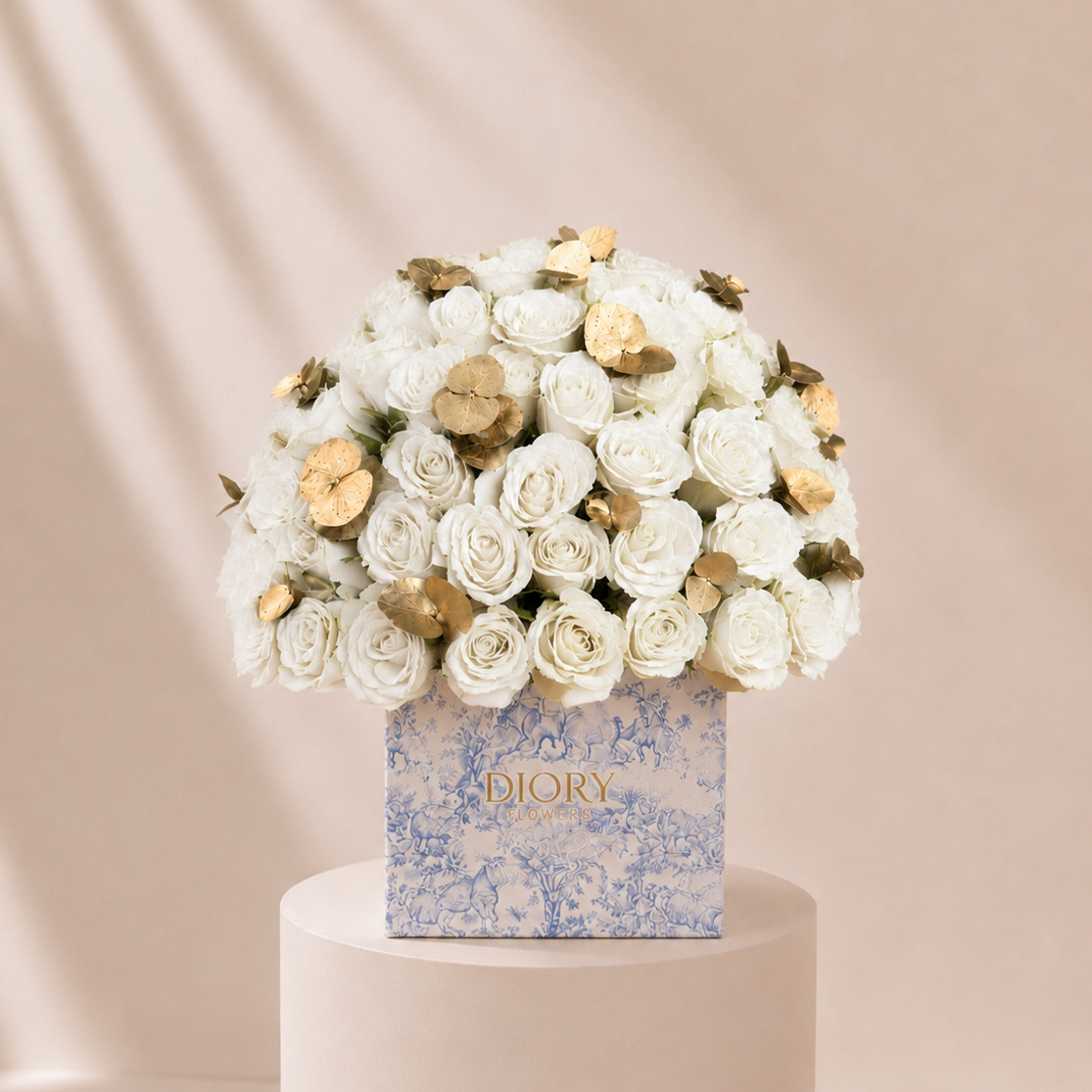 100 White Roses Box Diory